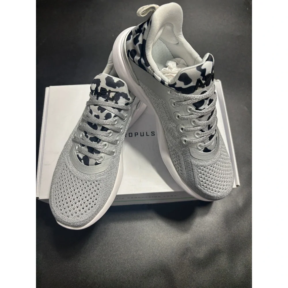 APL NEW TechLoom Tracer Knit Training Sneaker Sliver/Black/Leopard‎ 5.5 MSRP$280